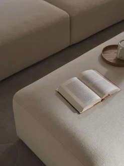 Reposapiés|Sofás></noscript>Westwing Collection Puf reposapiés grande Melva, 116 x 72 cm Tejido blanco Off White