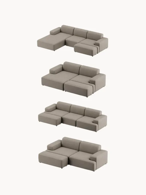 Reposapiés|Sofás>Westwing Collection Puf reposapiés grande Melva, 116 x 42 cm Tejido grueso greige
