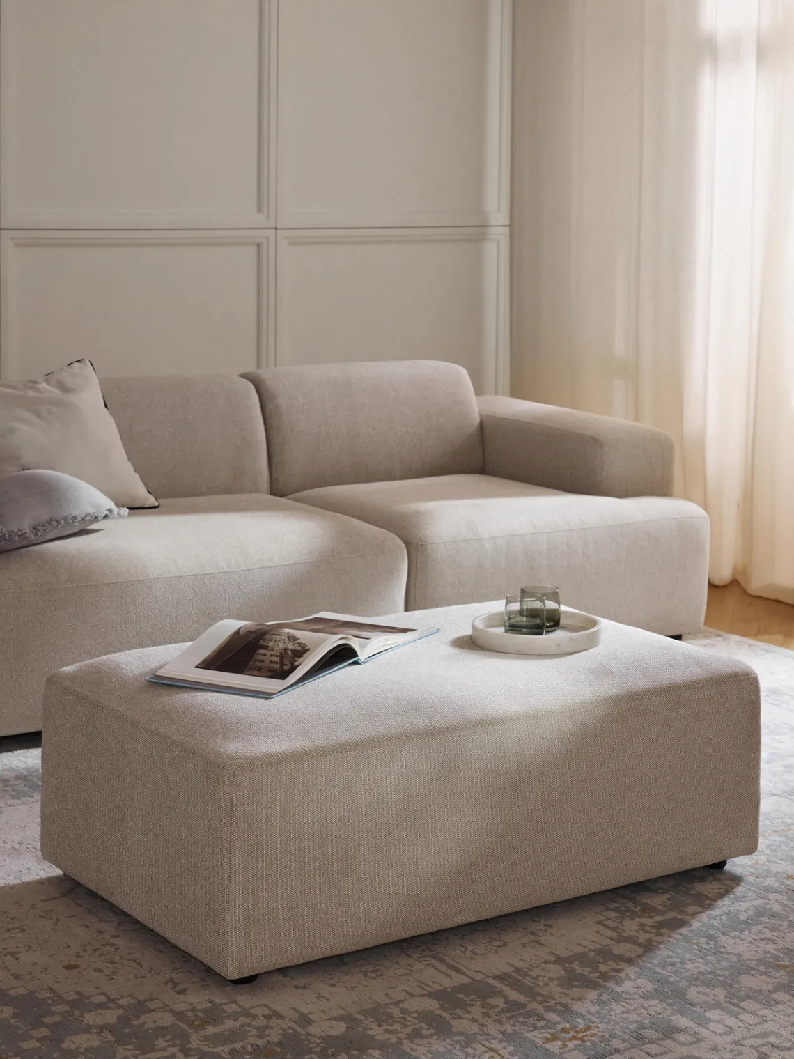 Hot Puf reposapiés grande Melva, 116 x 72 cm Reposapiés|Sofás