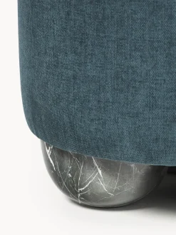 Pufs Y Otomanos|Pufs Y Otomanos></noscript>Westwing Collection Puf reposapiés tapizado con patas de bola de mármol Lino Tejido azul petróleo, gris antracita en aspecto de mármol