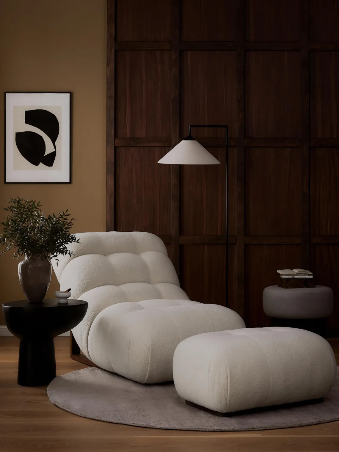 Pufs Y Otomanos|Pufs Y Otomanos>Westwing Collection Puf reposapiés tapizado en borreguillo Stanley