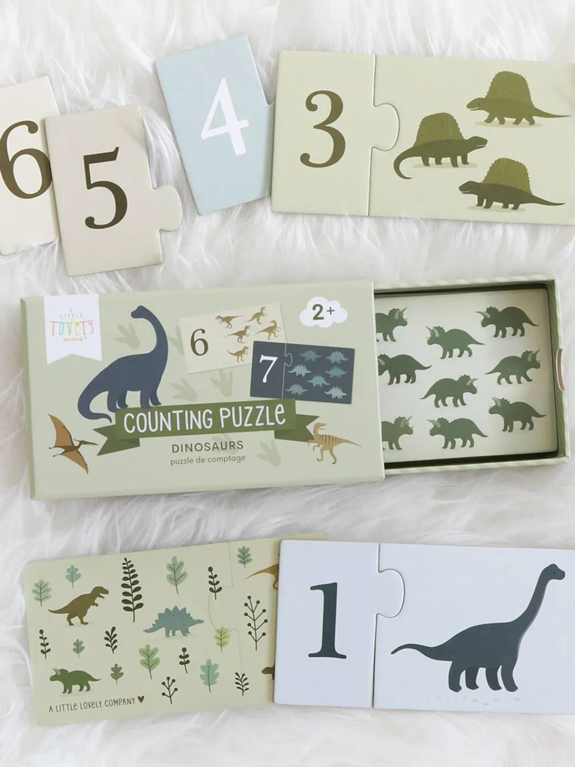Juguetes A Partir De 1 Año|Decoración Infantil>A Little Lovely Company Puzzle de madera para contar Dinosaurs