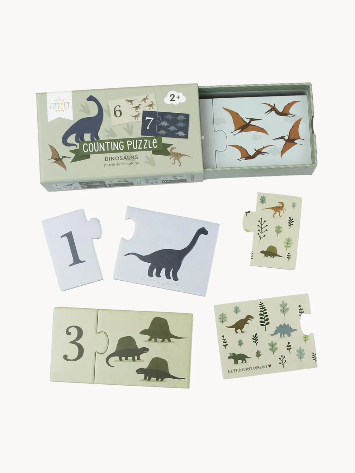 Juguetes A Partir De 1 Año|Decoración Infantil>A Little Lovely Company Puzzle de madera para contar Dinosaurs