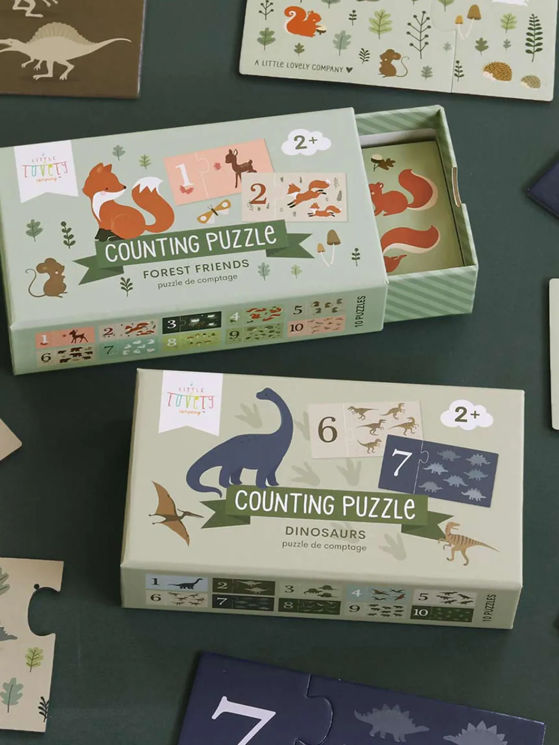 Juguetes A Partir De 1 Año|Decoración Infantil>A Little Lovely Company Puzzle de madera para contar Dinosaurs