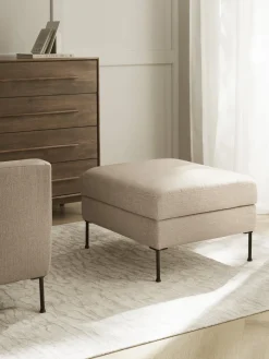 Reposapiés|Sofás>Westwing Collection Reposapiés puf con espacio de almacenamiento Cucita Tejido grueso beige