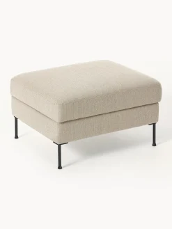 Reposapiés|Sofás></noscript>Westwing Collection Reposapiés puf con espacio de almacenamiento Cucita Tejido grueso beige