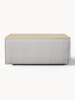 Reposapiés|Sofás></noscript>Westwing Collection Reposapiés puf con espacio de almacenamiento Lennon Tejido gris, madera de roble clara