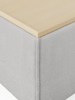 Reposapiés|Sofás></noscript>Westwing Collection Reposapiés puf con espacio de almacenamiento Lennon Tejido gris, madera de roble clara