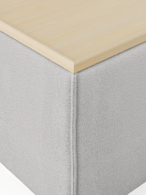 Reposapiés|Sofás>Westwing Collection Reposapiés puf con espacio de almacenamiento Lennon Tejido gris, madera de roble clara