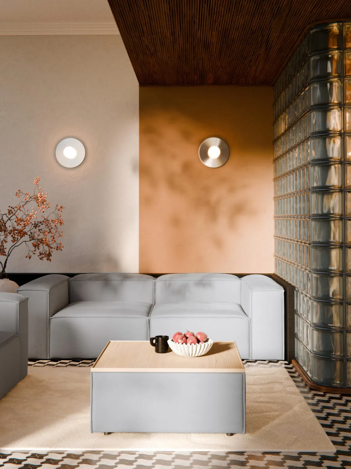 Reposapiés|Sofás>Westwing Collection Reposapiés puf con espacio de almacenamiento Lennon Tejido gris, madera de roble clara