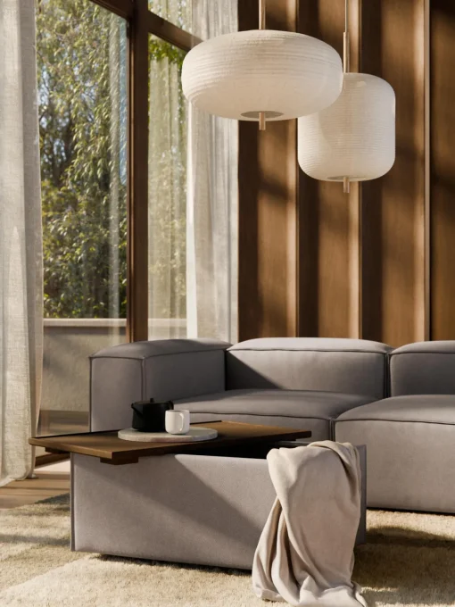 Reposapiés|Sofás>Westwing Collection Reposapiés puf con espacio de almacenamiento Lennon Tejido taupe, madera de roble oscura