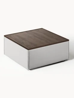 Reposapiés|Sofás></noscript>Westwing Collection Reposapiés puf con espacio de almacenamiento Lennon Tejido gris, madera de roble oscura