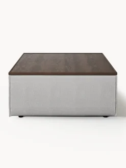 Reposapiés|Sofás></noscript>Westwing Collection Reposapiés puf con espacio de almacenamiento Lennon Tejido gris, madera de roble oscura
