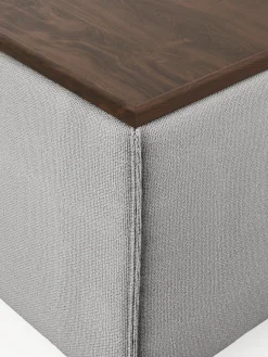 Reposapiés|Sofás></noscript>Westwing Collection Reposapiés puf con espacio de almacenamiento Lennon Tejido gris, madera de roble oscura