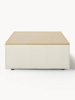 Reposapiés|Sofás></noscript>Westwing Collection Reposapiés puf con espacio de almacenamiento Lennon Tejido blanco Off White, madera de roble clara