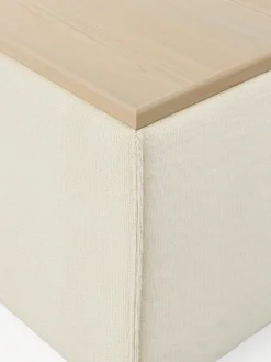 Reposapiés|Sofás></noscript>Westwing Collection Reposapiés puf con espacio de almacenamiento Lennon Tejido blanco Off White, madera de roble clara