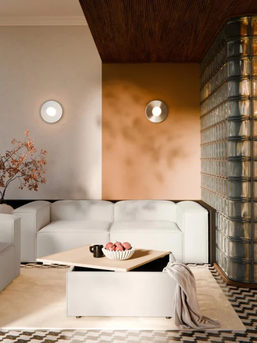 Reposapiés|Sofás>Westwing Collection Reposapiés puf con espacio de almacenamiento Lennon Tejido blanco Off White, madera de roble clara