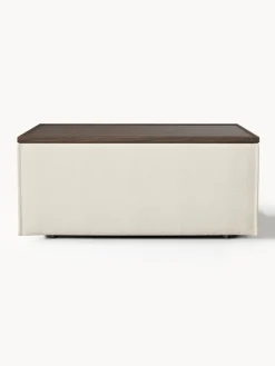 Reposapiés|Sofás></noscript>Westwing Collection Reposapiés puf con espacio de almacenamiento Lennon Tejido blanco Off White, madera de roble oscura