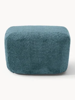 Reposapiés|Sofás></noscript>Westwing Collection Reposapiés puf de borreguillo bouclé Wolke Borreguillo bouclé azul petróleo