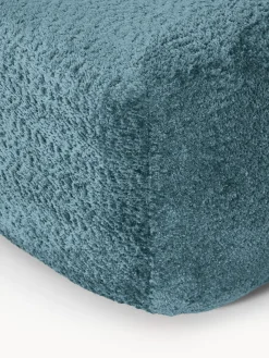 Reposapiés|Sofás></noscript>Westwing Collection Reposapiés puf de borreguillo bouclé Wolke Borreguillo bouclé azul petróleo