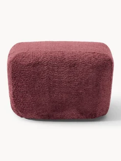 Reposapiés|Sofás></noscript>Westwing Collection Reposapiés puf de borreguillo bouclé Wolke Borreguillo bouclé rojo vino