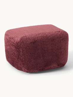 Reposapiés|Sofás></noscript>Westwing Collection Reposapiés puf de borreguillo bouclé Wolke Borreguillo bouclé rojo vino