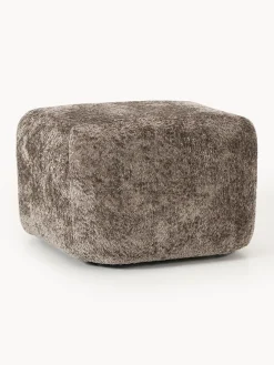 Reposapiés|Sofás>Westwing Collection Reposapiés puf de borreguillo bouclé Wolke Borreguillo bouclé taupe