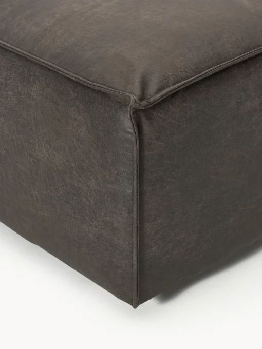 Reposapiés|Sofás>Westwing Collection Reposapiés puf de cuero reciclado Lennon Cuero taupe