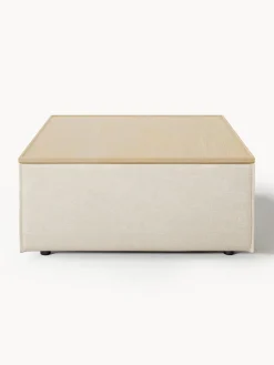 Reposapiés|Sofás></noscript>Westwing Collection Reposapiés puf de mezcla de lino con espacio de almacenamiento Lennon Mezcla de lino beige, madera de roble clara
