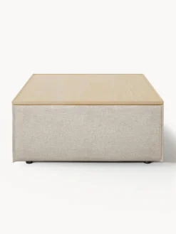 Reposapiés|Sofás></noscript>Westwing Collection Reposapiés puf de mezcla de lino con espacio de almacenamiento Lennon Mezcla de lino gris, madera de roble clara