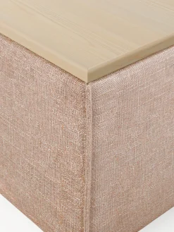 Discount Reposapiés puf de mezcla de lino con espacio de almacenamiento Lennon Reposapiés|Sofás