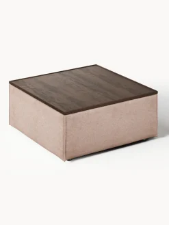 Reposapiés|Sofás></noscript>Westwing Collection Reposapiés puf de mezcla de lino con espacio de almacenamiento Lennon Mezcla de lino rojo óxido, madera de roble oscura