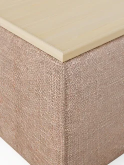 Reposapiés|Sofás></noscript>Westwing Collection Reposapiés puf de mezcla de lino con espacio de almacenamiento Lennon Mezcla de lino rojo óxido, madera de roble clara
