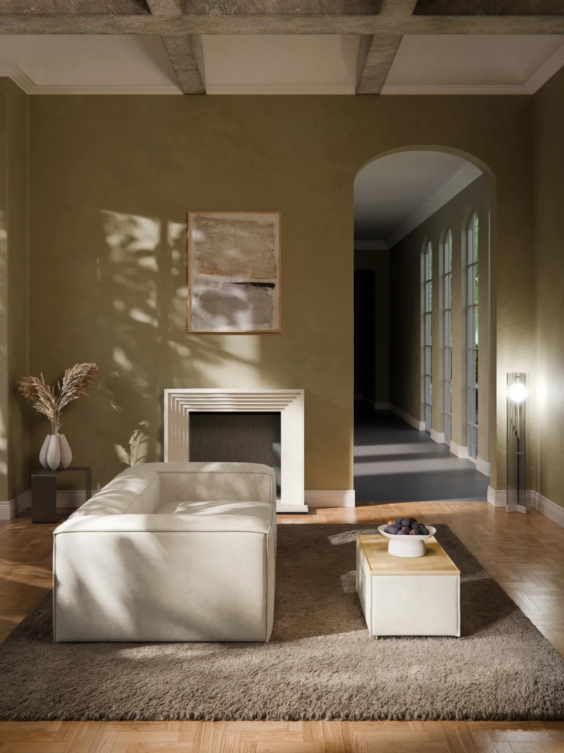 Clearance Reposapiés puf de mezcla de lino con espacio de almacenamiento Lennon Reposapiés|Sofás