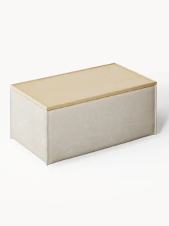 Clearance Reposapiés puf de mezcla de lino con espacio de almacenamiento Lennon Reposapiés|Sofás