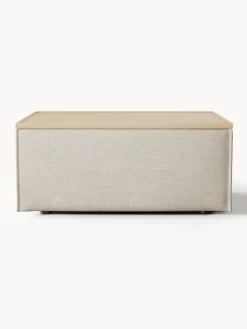 Clearance Reposapiés puf de mezcla de lino con espacio de almacenamiento Lennon Reposapiés|Sofás