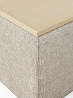 Clearance Reposapiés puf de mezcla de lino con espacio de almacenamiento Lennon Reposapiés|Sofás