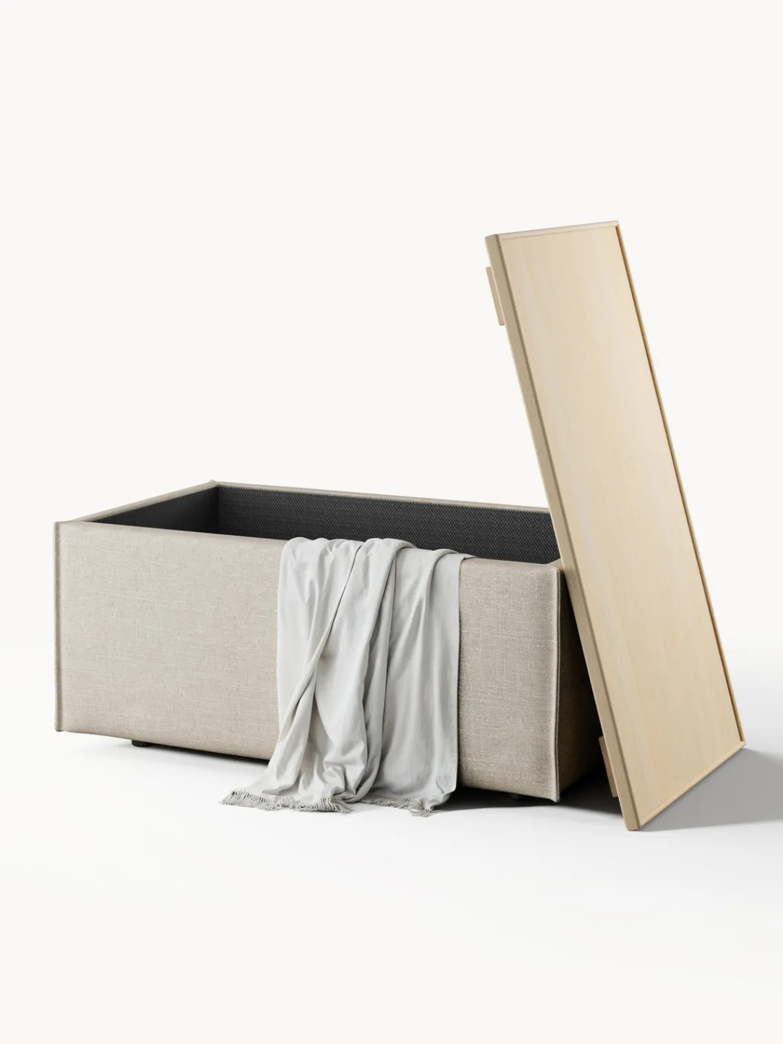 Clearance Reposapiés puf de mezcla de lino con espacio de almacenamiento Lennon Reposapiés|Sofás