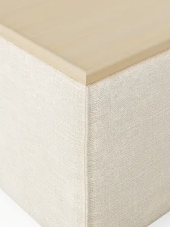 Reposapiés|Sofás></noscript>Westwing Collection Reposapiés puf de mezcla de lino con espacio de almacenamiento Lennon Mezcla de lino beige, madera de roble clara