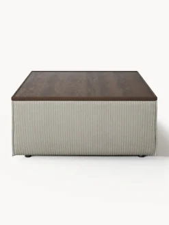 Reposapiés|Sofás></noscript>Westwing Collection Reposapiés puf de pana con espacio de almacenamiento Lennon Pana gris, madera de roble oscura