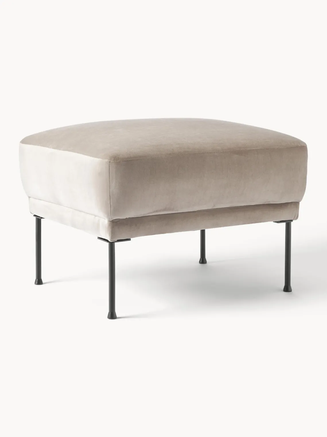 Reposapiés|Sofás>Westwing Collection Reposapiés puf de terciopelo Fluente Terciopelo beige