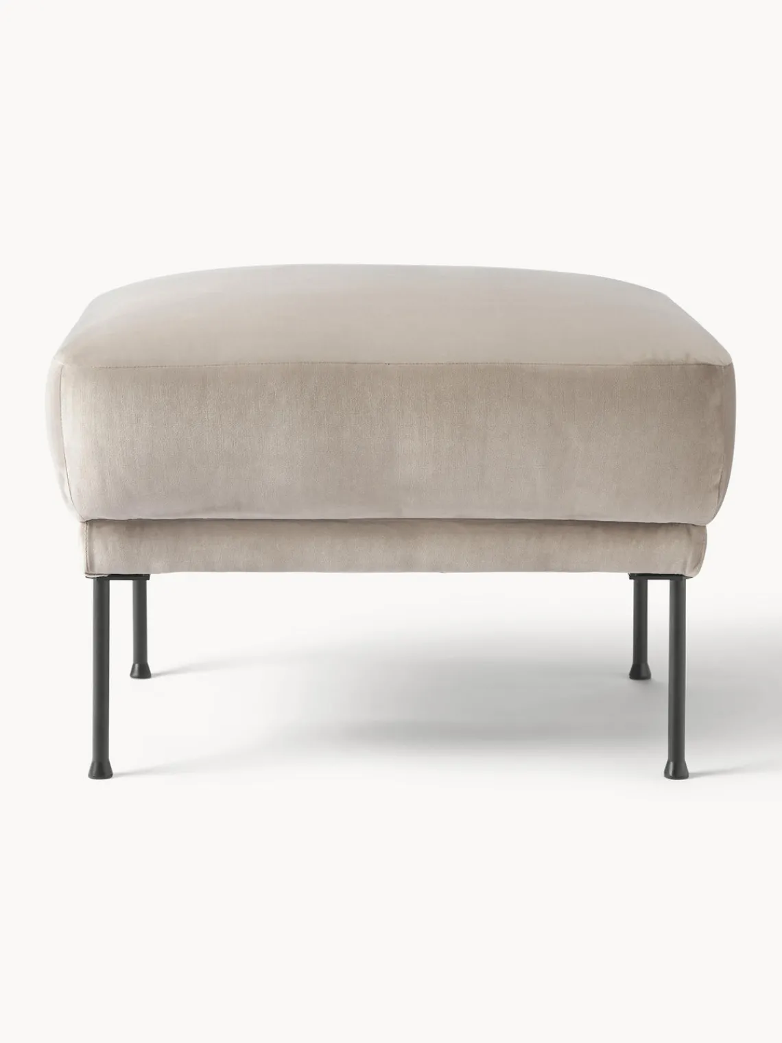 Reposapiés|Sofás>Westwing Collection Reposapiés puf de terciopelo Fluente Terciopelo beige