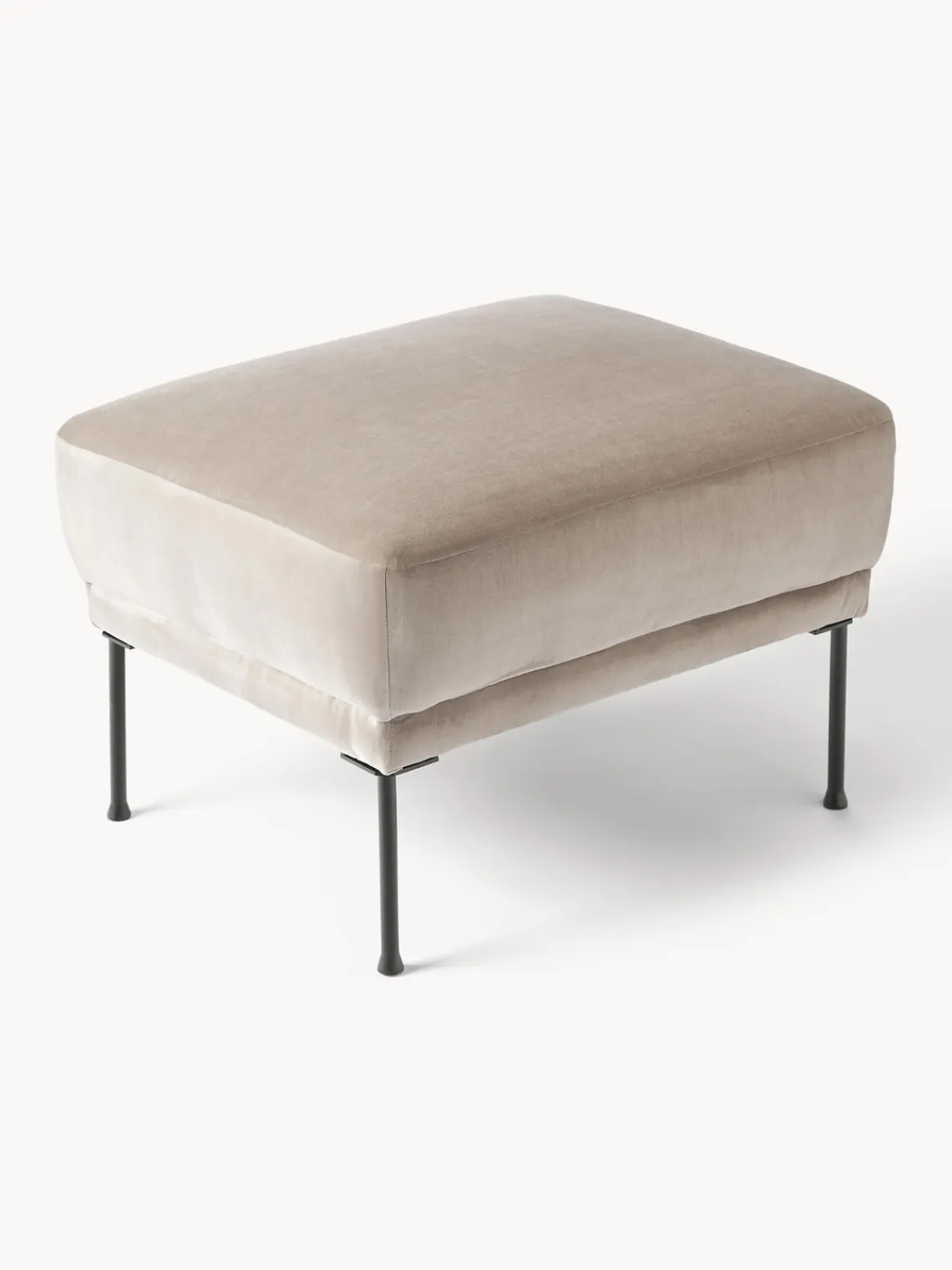 Reposapiés|Sofás>Westwing Collection Reposapiés puf de terciopelo Fluente Terciopelo beige