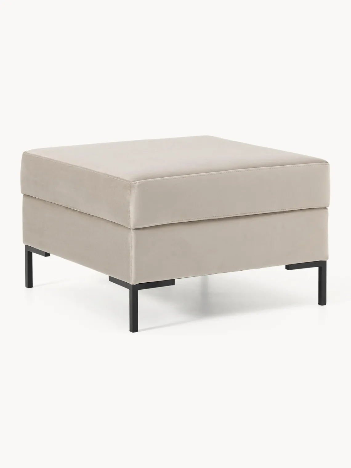 Reposapiés|Sofás>Westwing Collection Reposapiés puf de terciopelo con espacio de almacenamiento Luna Terciopelo greige, dorado