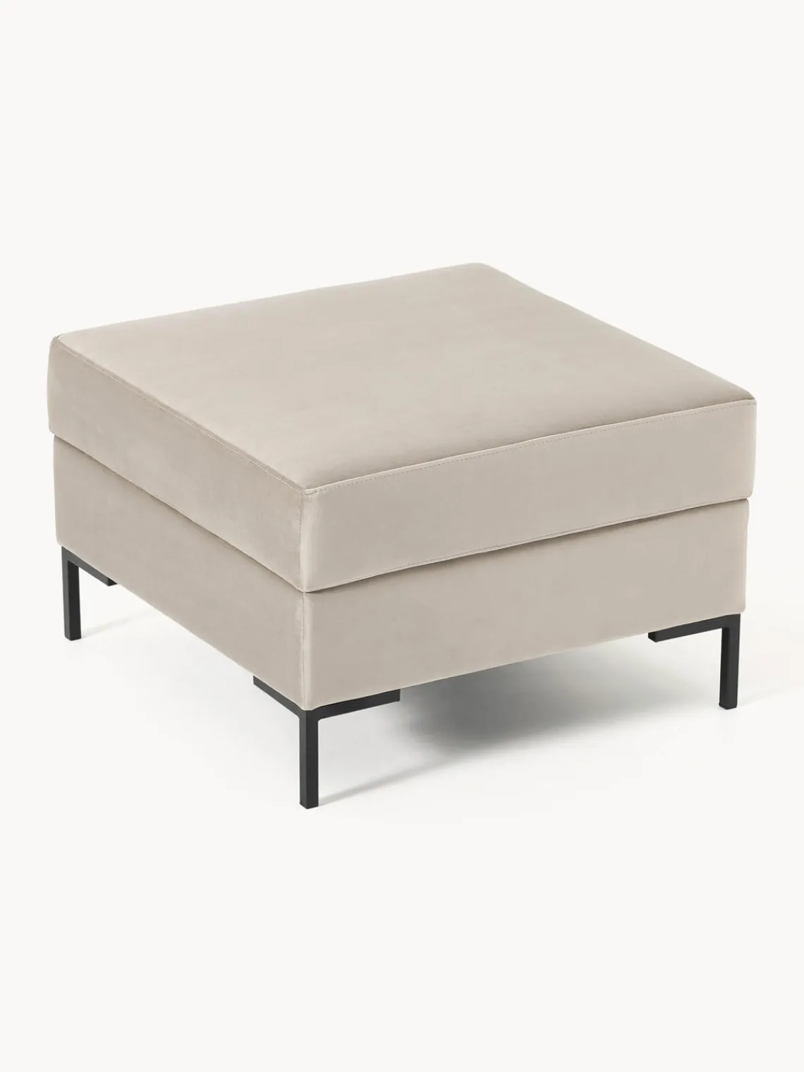 Reposapiés|Sofás>Westwing Collection Reposapiés puf de terciopelo con espacio de almacenamiento Luna Terciopelo greige, dorado