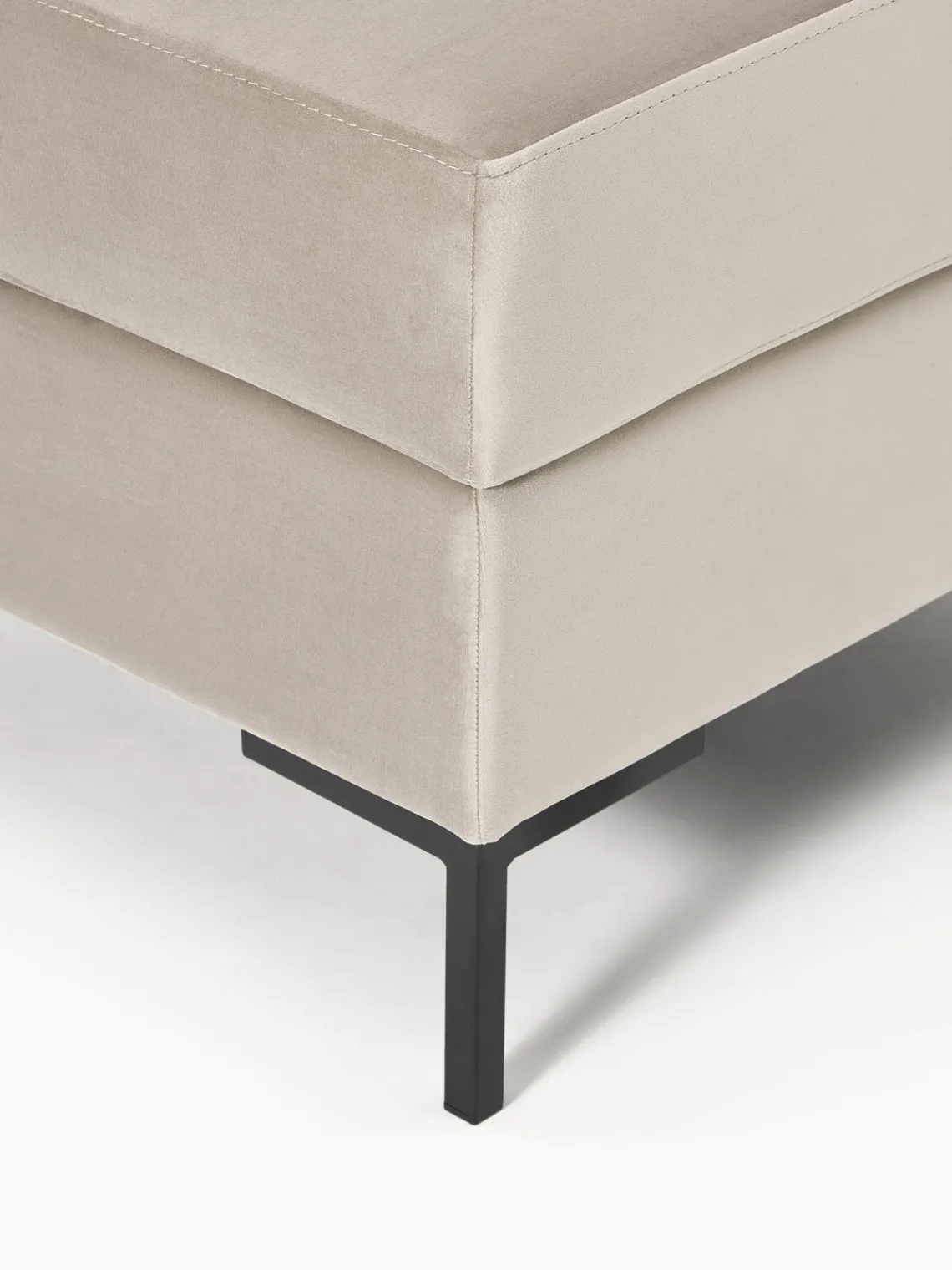 Reposapiés|Sofás>Westwing Collection Reposapiés puf de terciopelo con espacio de almacenamiento Luna Terciopelo greige, dorado