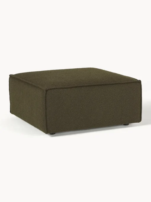 Reposapiés|Sofás>Westwing Collection Reposapiés puf en tejido bouclé Lennon Bouclé verde oliva