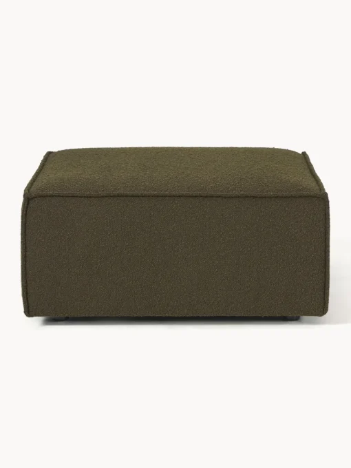 Reposapiés|Sofás>Westwing Collection Reposapiés puf en tejido bouclé Lennon Bouclé verde oliva