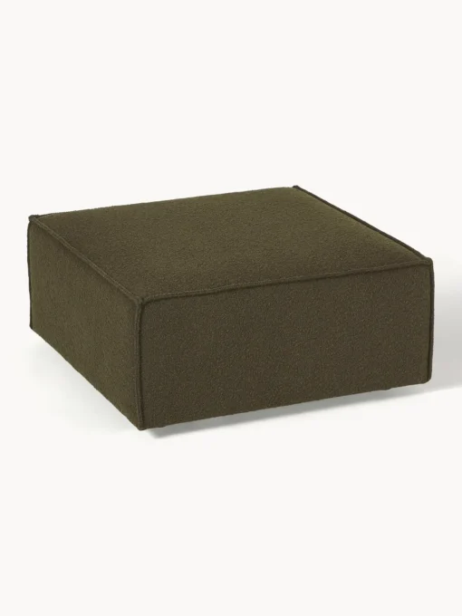 Reposapiés|Sofás>Westwing Collection Reposapiés puf en tejido bouclé Lennon Bouclé verde oliva