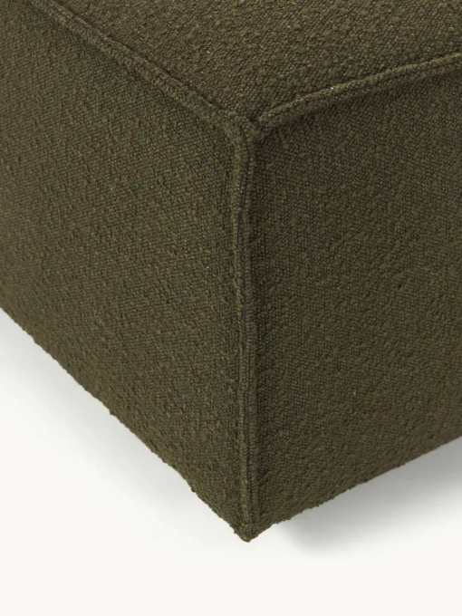 Reposapiés|Sofás>Westwing Collection Reposapiés puf en tejido bouclé Lennon Bouclé verde oliva